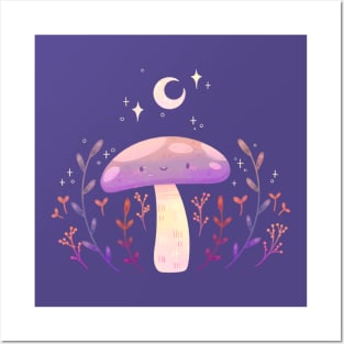 Moon Mushroom Posters and Art